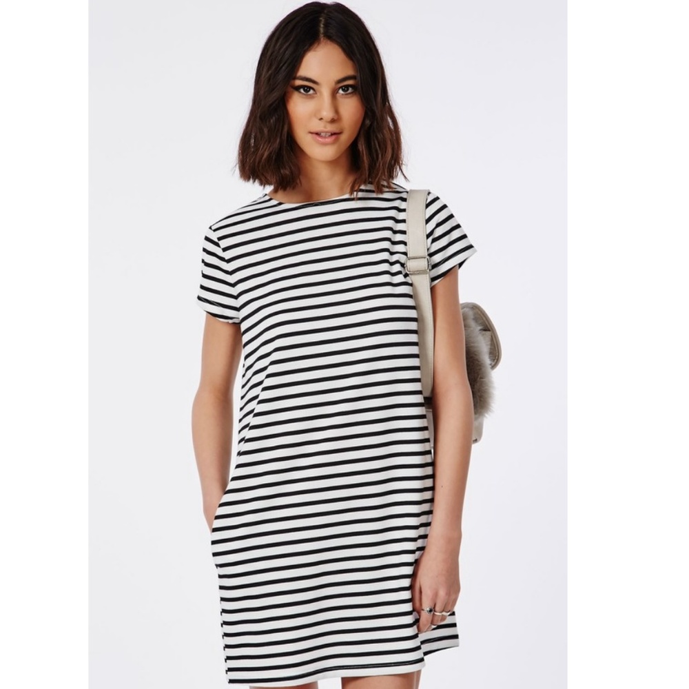 Striped Mini Dress with Pockets - Missguided Small